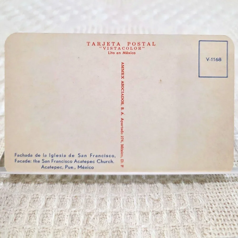 Vintage 1970s San Francisco Acatepec Church Mexico AMMEX Vistacolor Postcard UNP